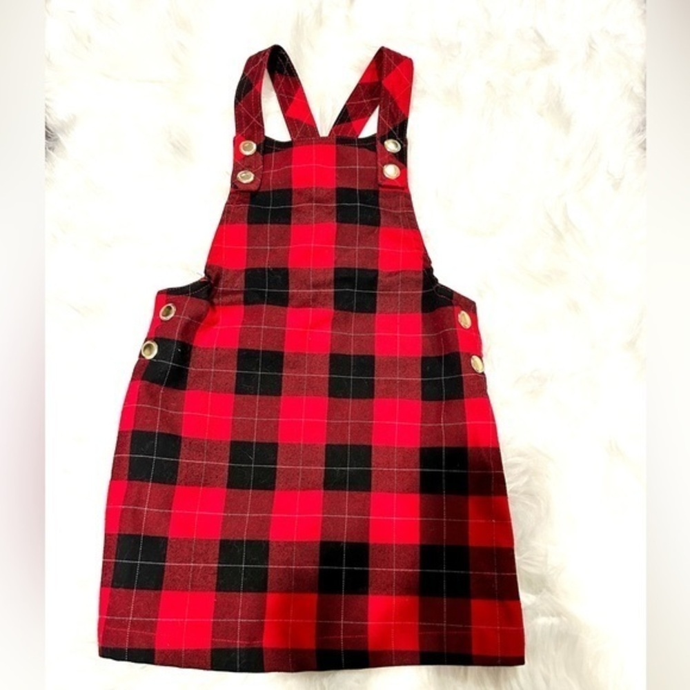 MAX STUDIOS RED & BLACK BUFFALO PLAID DRESS | GOLD BUTTONS